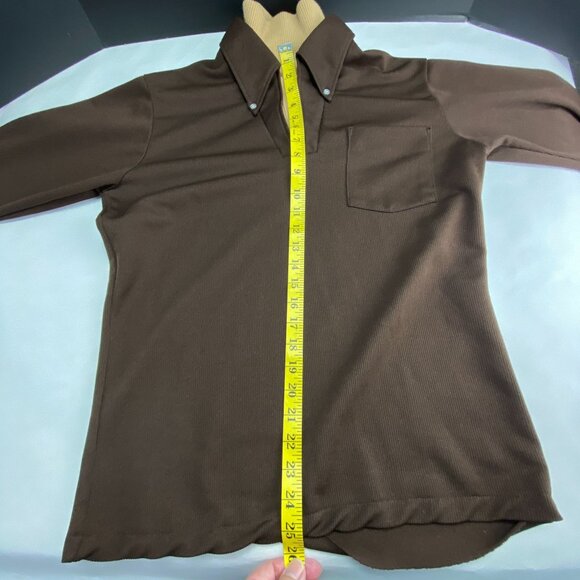 Vintage David Homison Mid Mod Brown Turtleneck Long Sleeve Mens Shirt M - Picture 7 of 8